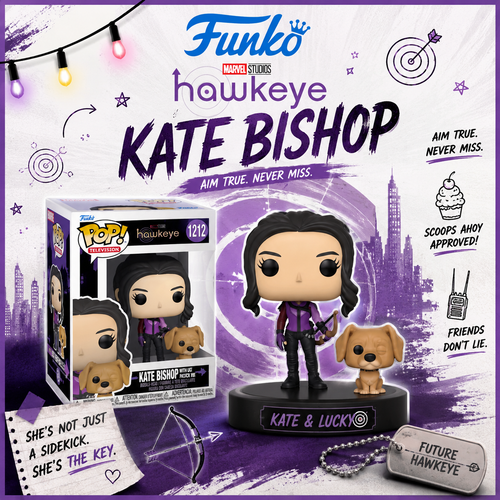 Funko POP! Marvel: Hawkeye - Kate Bishop with Lucky the Pizza Dog Vinyl Figure #1212